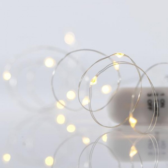 ΣΕΙΡΑ, 12 MINI LED, ΜΠΑΤΑΡΙΑΣ 2xCR2032, ΑΣΗΜΙ ΧΑΛΚΙΝΟ ΚΑΛΩΔΙΟ, ΘΕΡΜΟ ΛΕΥΚΟ LED ΑΝΑ 10cm, ΠΡΟΕΚΤΑΣΗ ΠΑΡΟΧΗΣ 10cm, IP20