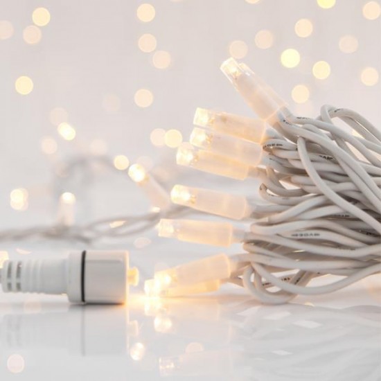 ΣΕΙΡΑ, 100 LED 5mm ΜΕ ΚΑΛΥΜΜΑ, 230V, 3 ΕΠΕΚΤΑΣΕΙΣ ΕΩΣ 9 ΣΕΤ, ΛΕΥΚΟ ΚΑΟΥΤΣΟΥΚ ΚΑΛΩΔΙΟ, ΘΕΡΜO ΛΕΥΚO LED ΑΝΑ 10cm, ΠΡΟΕΚΤΑΣΗ ΠΑΡΟΧΗΣ 1.5m, ΙΡ65