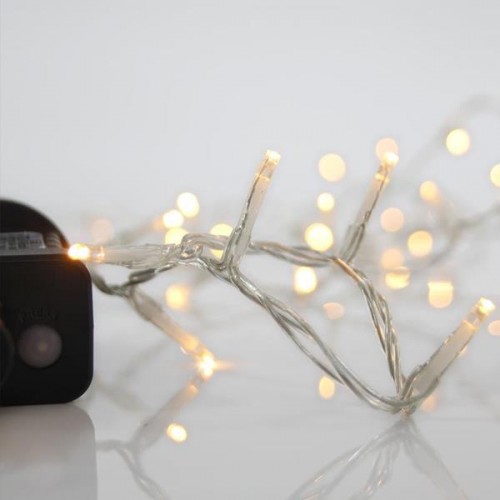 ΣΕΙΡΑ, 100 LED 3mm, 31V ΜΕΤΑΣΧΗΜΑΤΙΣΤΗ, 8 ΠΡΟΓΡΑΜΜΑΤΑ & ΜΝΗΜΗ, ΔΙΑΦΑΝΟ PVC ΚΑΛΩΔΙΟ, ΘΕΡΜΟ ΛΕΥΚΟ LED ΑΝΑ 5cm, ΠΡΟΕΚΤΑΣΗ ΠΑΡΟΧΗΣ 3m, ΙΡ44