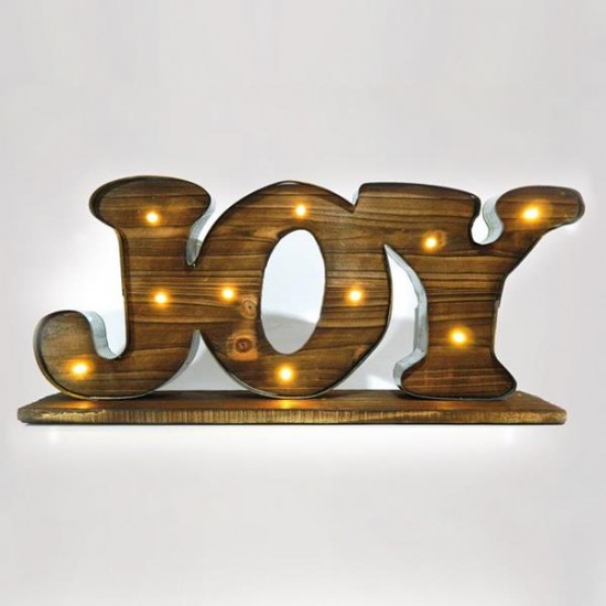 ΕΠΙΓΡΑΦΗ ΞΥΛΙΝΗ, "JOY", ΦΩΤΙΖΟΜΕΝΗ, 50x9x23cm