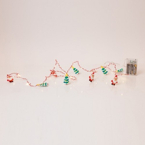 ΣΕΙΡΑ, 20 MINI LED, ΑΓΙΟ ΒΑΣΙΛΗ & ΧΡΙΣΤΟΥΓΕΝΝΙΑΤΙΚΟ ΔΕΝΤΡΟ, ΜΠΑΤΑΡΙΑΣ 3xAA, TIMER, ΑΣΗΜΙ, ΚΟΚΚΙΝΟ & ΛΕΥΚΟ ΧΑΛΚΙΝΟ ΚΑΛΩΔΙΟ, ΘΕΡΜΟ ΛΕΥΚΟ LED ΑΝΑ 10cm, ΠΡΟΕΚΤΑΣΗ ΠΑΡΟΧΗΣ 30cm, IP20