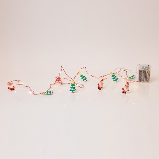 ΣΕΙΡΑ, 20 MINI LED, ΑΓΙΟ ΒΑΣΙΛΗ & ΧΡΙΣΤΟΥΓΕΝΝΙΑΤΙΚΟ ΔΕΝΤΡΟ, ΜΠΑΤΑΡΙΑΣ 3xAA, TIMER, ΑΣΗΜΙ, ΚΟΚΚΙΝΟ & ΛΕΥΚΟ ΧΑΛΚΙΝΟ ΚΑΛΩΔΙΟ, ΘΕΡΜΟ ΛΕΥΚΟ LED ΑΝΑ 10cm, ΠΡΟΕΚΤΑΣΗ ΠΑΡΟΧΗΣ 30cm, IP20