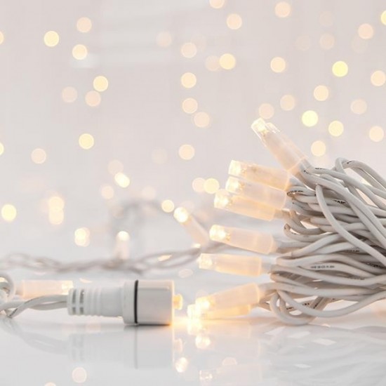 ΣΕΙΡΑ, 100 LED 5mm, 230V, ΜΕ 10 ΛΕΥΚΑ FLASH LED, ΕΠΕΚΤΑΣΗ ΕΩΣ 9, ΛΕΥΚΟ ΚΑΛΩΔΙΟ, ΚΑΟΥΤΣΟΥΚ, DAYLIGHT LED, ΑΝΑ 10cm, ΙΡ65