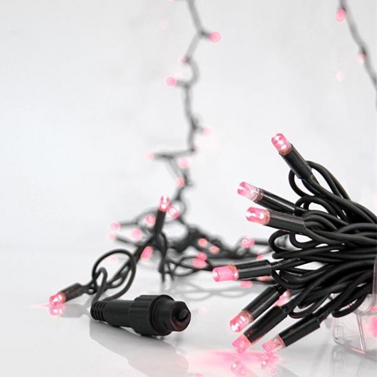 ΣΕΙΡΑ, 100 LED 5mm ΜΕ ΚΑΛΥΜΜΑ, 230V, 3 ΕΠΕΚΤΑΣΕΙΣ ΕΩΣ 9 ΣΕΤ, ΠΡΑΣΙΝΟ ΚΑΟΥΤΣΟΥΚ ΚΑΛΩΔΙΟ, ΡΟΖ LED ANA 10cm, ΠΡΟΕΚΤΑΣΗ ΠΑΡΟΧΗΣ 1.5m, ΙΡ65