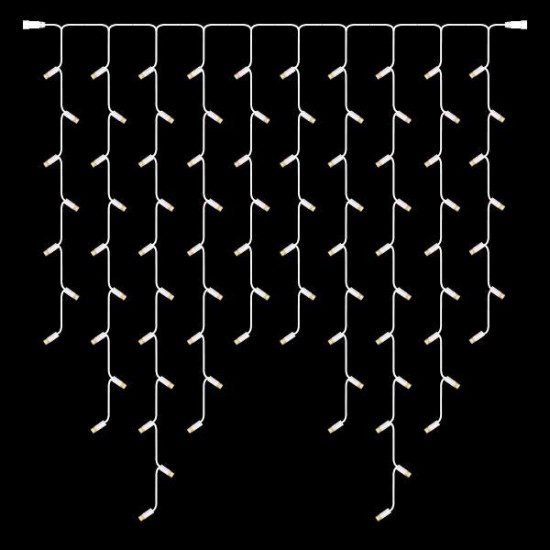 ΒΡΟΧΗ, DIY, 86 LED 5mm ΜΕ ΚΑΛΥΜΜΑ, 230V, 2 ΕΠΕΚΤΑΣΕΙΣ, ΛΕΥΚΟ ΚΑΟΥΤΣΟΥΚ ΚΑΛΩΔΙΟ, ΘΕΡΜΟ ΛΕΥΚΟ LED ΑΝΑ 10cm (H110 x W100cm, 7/9/11/9/7), ΙΡ65 (ΧΩΡΙΣ ΠΑΡΟΧΗ)