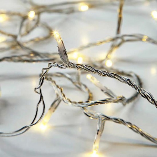 ΣΕΙΡΑ, 50 LED 5mm, ΜΠΑΤΑΡΙΑΣ 3xAA, ΔΙΑΦΑΝΟ PVC ΚΑΛΩΔΙΟ, ΘΕΡΜΟ ΛΕΥΚΟ LED ΑΝΑ 10cm, ΠΡΟΕΚΤΑΣΗ ΠΑΡΟΧΗΣ 50cm, IP20