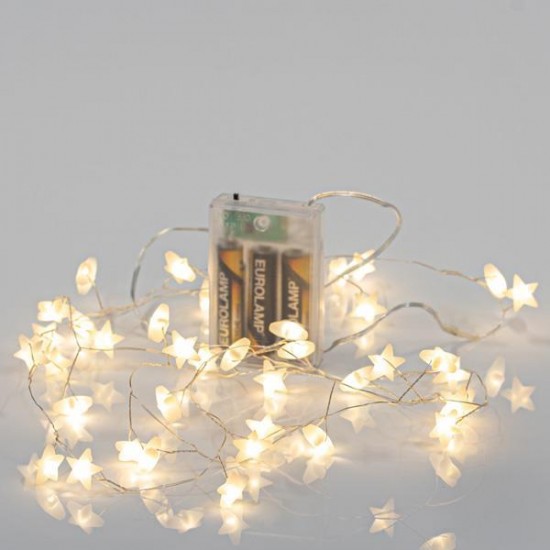 ΣΕΙΡΑ, 40 MINI LED, ΠΛΑΣΤΙΚΑ ΑΣΤΕΡΙΑ, ΜΠΑΤΑΡΙΑΣ 3xAA, ΧΡΟΝΟΔΙΑΚΟΠΤΗ, ΘΕΡΜΟ ΛΕΥΚΟ LED ΑΝΑ 3.5cm, ΠΡΟΕΚΤΑΣΗ ΠΑΡΟΧΗΣ 50cm, IP20