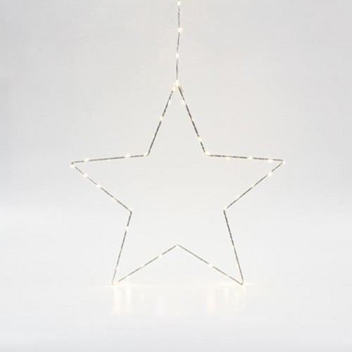 ΑΣΗΜΙ ΑΣΤΕΡΙ ΦΩΤΙΖΟΜΕΝ0 40cm, 40 MINI LED ΣΤΟ ΑΣΤΕΡΙ ΚΑΙ 15 MINI LED ΣΤΟ ΚΑΛΩΔΙΟ, ΣΤΑΘΕΡΟΣ ΜΕΤΑΣΧΗΜΑΤΙΣΤΗΣ, ΑΣΗΜΙ ΧΑΛΚΙΝΟ ΚΑΛΩΔΙΟ, ΘΕΡΜΟ ΛΕΥΚΟ LED, ΠΡΟΕΚΤΑΣΗ ΠΑΡΟΧΗΣ 3m, IP44