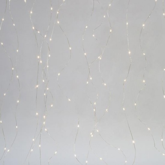 ΚΟΥΡΤΙΝΑ, 400 MINI LED, ΜΕΤΑΣΧΗΜΑΤΙΣΤΗ, ΑΣΗΜΙ ΧΑΛΚΙΝΟ ΚΑΛΩΔΙΟ, ΘΕΡΜΟ ΛΕΥΚΟ LED (H200 x W200cm, 16 ΣΕΙΡΕΣ x 25 LED), ΠΡΟΕΚΤΑΣΗ ΠΑΡΟΧΗΣ 5m, ΙΡ44