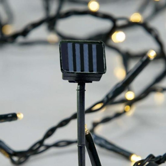ΣΕΙΡΑ, 96 LED 5mm, ΗΛΙΑΚΟ ΣΥΛΛΕΚΤΗ ME AIΣΘΗΤΗΡΑ ΦΩΤΟΣ, ΣΤΑΘΕΡΟ/FLASH ΠΡΟΓΡΑΜΜΑ, ΠΡΑΣΙΝΟ PVC ΚΑΛΩΔΙΟ, ΘΕΡΜΟ ΛΕΥΚΟ LED ΑΝΑ 10cm, ΠΡΟΕΚΤΑΣΗ ΠΑΡΟΧΗΣ 1m, IP44