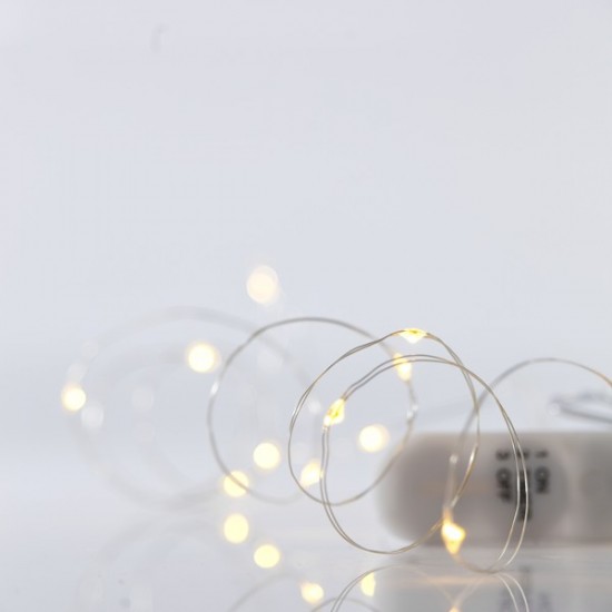 ΣΕΙΡΑ, 12 MINI LED, ΜΠΑΤΑΡΙΑΣ 2xCR2032, ΑΣΗΜΙ ΧΑΛΚΙΝΟ ΚΑΛΩΔΙΟ, ΘΕΡΜΟ ΛΕΥΚΟ LED ANA 10cm, IP20