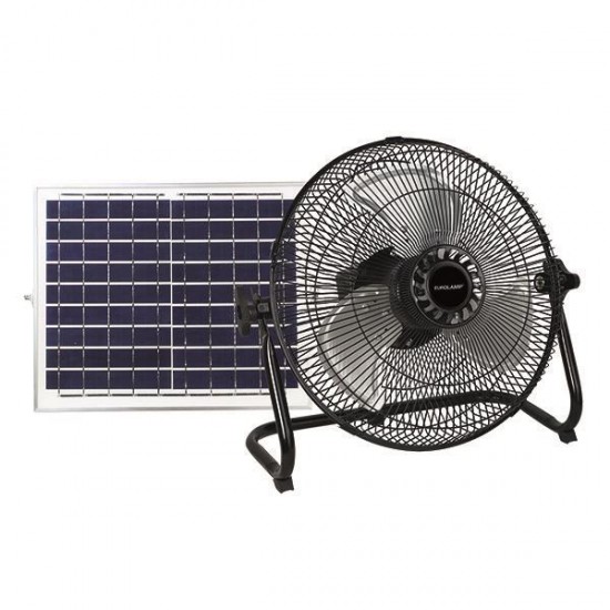 Ανεμιστήρας Δαπέδου Μεταλλικός Φ37 15W Επαναφορτιζόμενος Με Ηλιακό Πάνελ