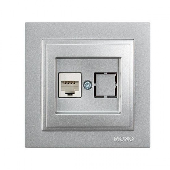 Πρίζα Data Cat 6 RJ 45 Mονή Ασημί