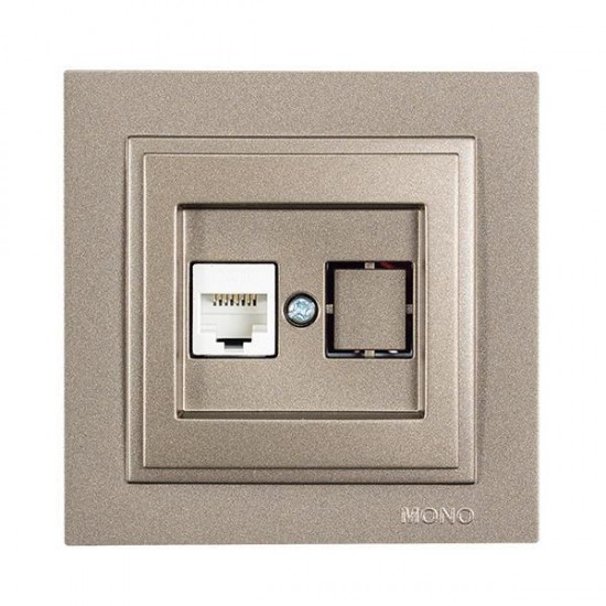 Πρίζα Data Cat 6 RJ 45 Μονή Light Fume