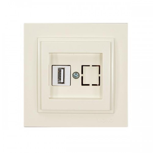 Πρίζα USB 220V / 5V 2.4A Μπεζ
