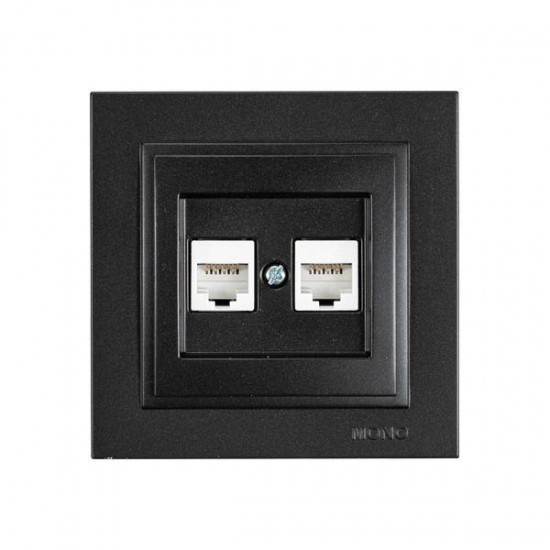 Πρίζα Data Cat 6 RJ 45 Διπλή Μαύρο