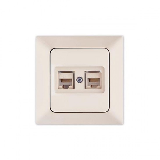Πρίζα Data Cat 6 RJ 45 Διπλή Μπεζ