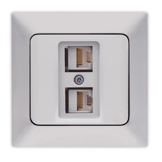 Πρίζα Data Διπλή Cat 6 RJ 45 Νίκελ Mατ