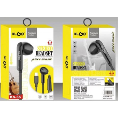 KLGO GB-617003 In-ear Handsfree Ακουστικά Μαύρο