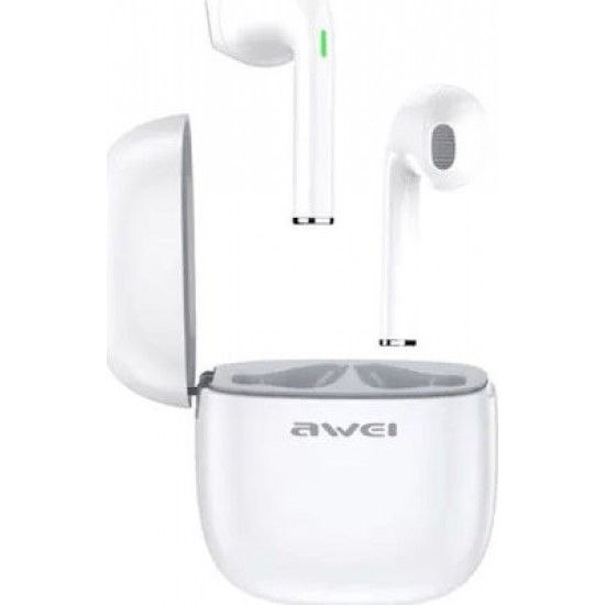 Awei T28 In-ear Bluetooth Handsfree Ακουστικά με Θήκη Φόρτισης Λευκά