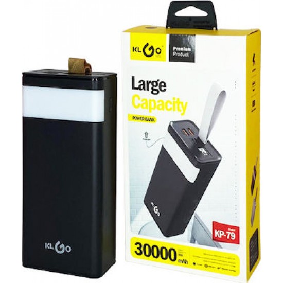 KLGO Power Bank 30000mAh KP-79 με 2 Θύρες USB-A Μαύρο