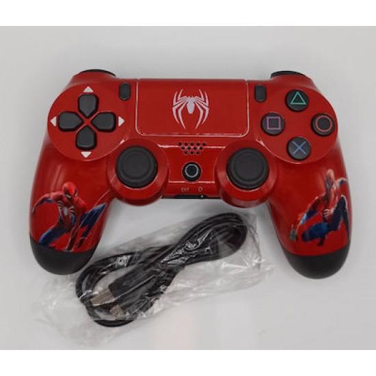 Double-motor Spiderman Ασύρματο Gamepad για PS4 Κόκκινο Χρώμα