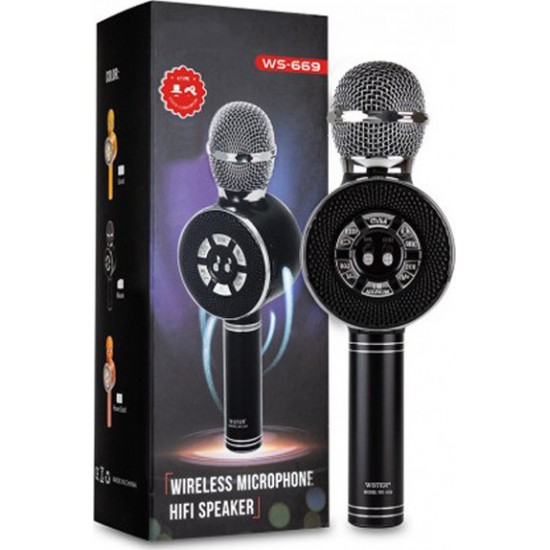 Ασύρματο Μικρόφωνο Karaoke WS-669 Μαύρο Χρώμα