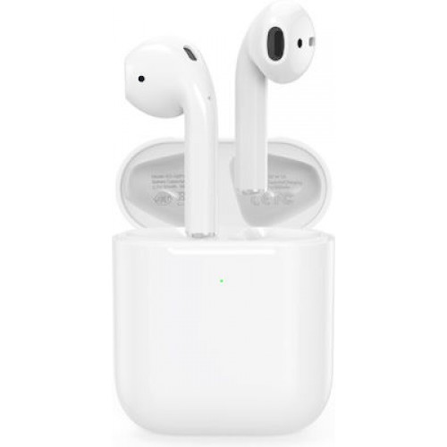 Earbud Bluetooth Handsfree Ακουστικά  Λευκά Tύπου Iphone